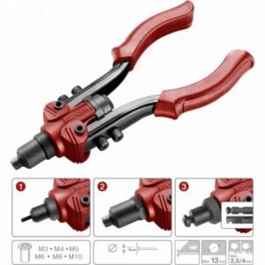 FORTUM Kliešte nitovacie 3v1, nity 2,4-6,4mm, matice M3-M10