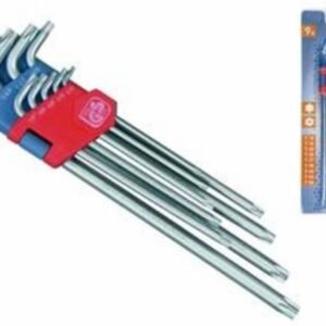 EXTOL PREMIUM Kľúče Torx zástrčné (s dierkou) predĺžené Cr-V, 9-dielna sada, T10-50