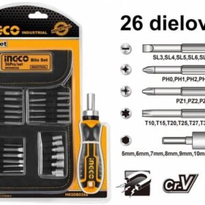 INGCO Skrutkovač račňa + bity sada 26ks INGCO