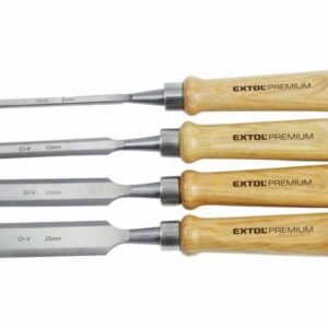 EXTOL PREMIUM Dláta, drevená rukoväť, 4-dielna sada, CrV, EXTOL PREMIUM