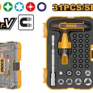 INGCO Skrutkovač T-rúčka račňa + bity sada 31ks CrV INGCO