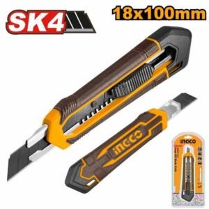 INGCO Nôž lámací, 18mm s tlačítkom, ergonomické telo, INGCO, 1x čepeľ