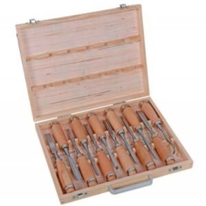 Kinekus Dláto v drevenej kazete, rezbárske, kovové, sada 12ks